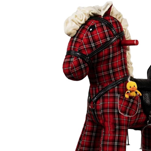 راکر اسب کودک چوبی شطرنجی قرمز - مشکی -اسباب بازی